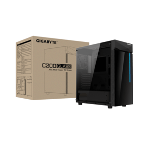 كيس Gigabyte C200G Mid-Tower ATX mATX ITX أسود زجاجي