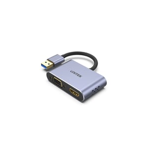 محول USB UNITEK USB 3.0 إلى HDMI و VGA رمادي