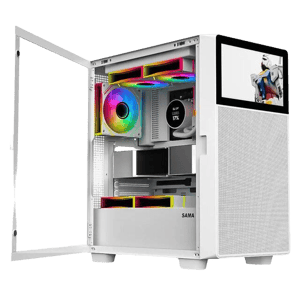 SAMA V Play 4367 Mid-Tower ATX Case White with 7-inch LCD Monitor