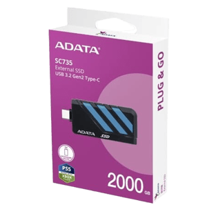 ADATA SC735 2TB USB-C Portable External SSD Blue