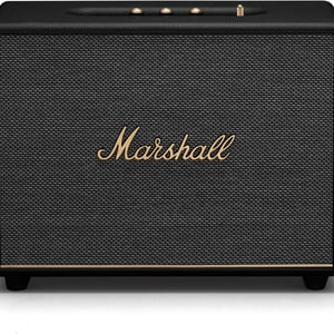Marshall Woburn III Bluetooth Home Speaker - Loud Stereo Sound with Bass and Treble Controls , Plug-in Powered , Record Player Compatible , HDMI, RCA, 3.5mm Aux Inputs - Black