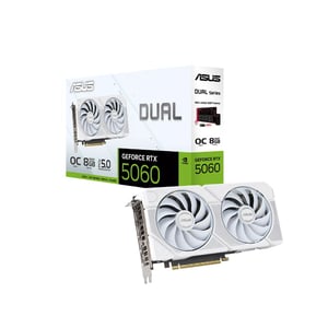 كارت شاشة ASUS Dual GeForce RTX 5060 8GB GDDR7 OC النسخة البيضاء
