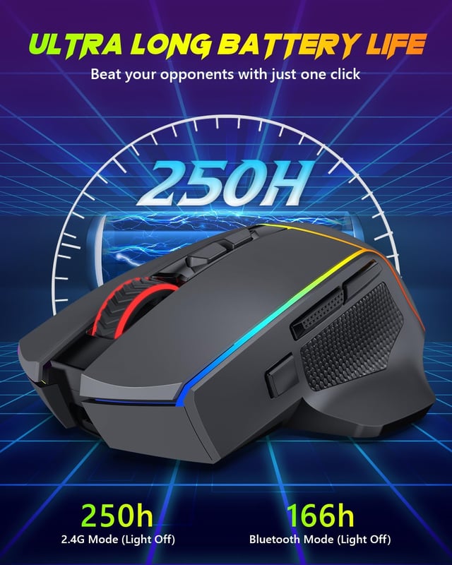Redragon M814 RGB-Pro Gaming Mouse 8000 DPI Dual-Mode - 4