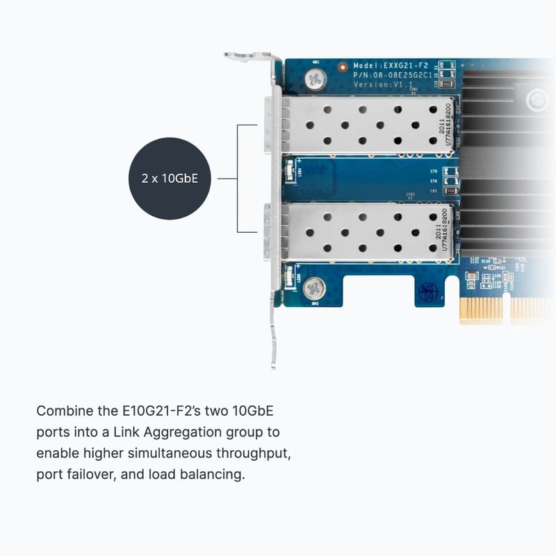 محول Synology E10G21-F2 Dual-Port 10GbE SFP+ PCIe 3.0 x8 - 4