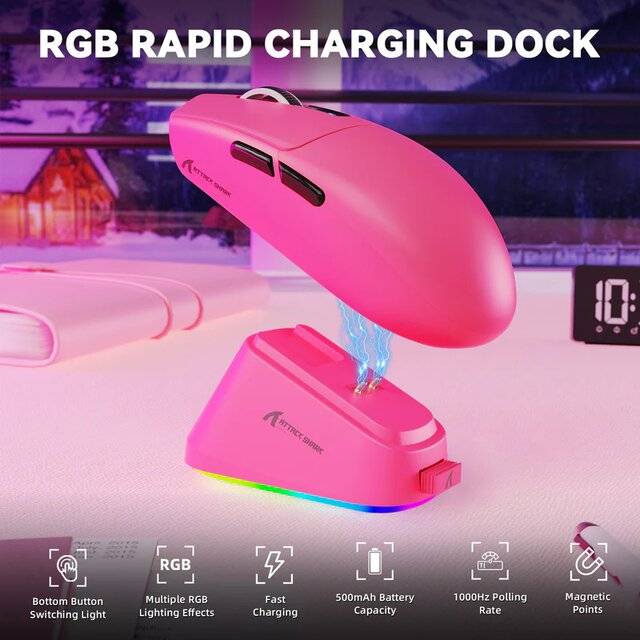 ماوس Attack Shark G3 Pro 25000 DPI Dual-Mode أحمر - 4