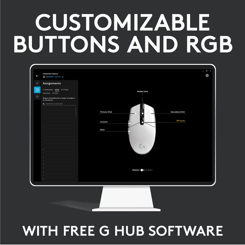 ماوس Logitech G203 LIGHTSYNC 8000 DPI RGB USB أبيض - 37