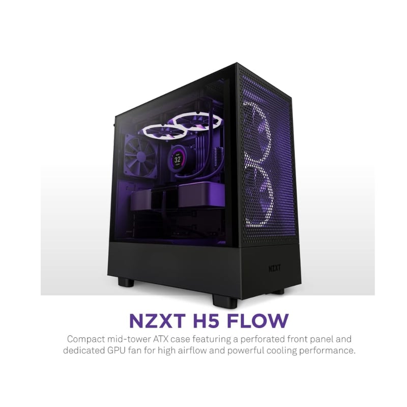 كيس NZXT H5 Flow Edition Mid-Tower Black - 1