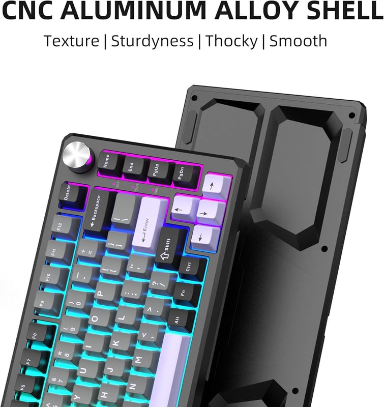 Magegee Captain75 75% Mechanical Keyboard, Purple, Aluminum Case, Blueberry Switch, RGB - 5