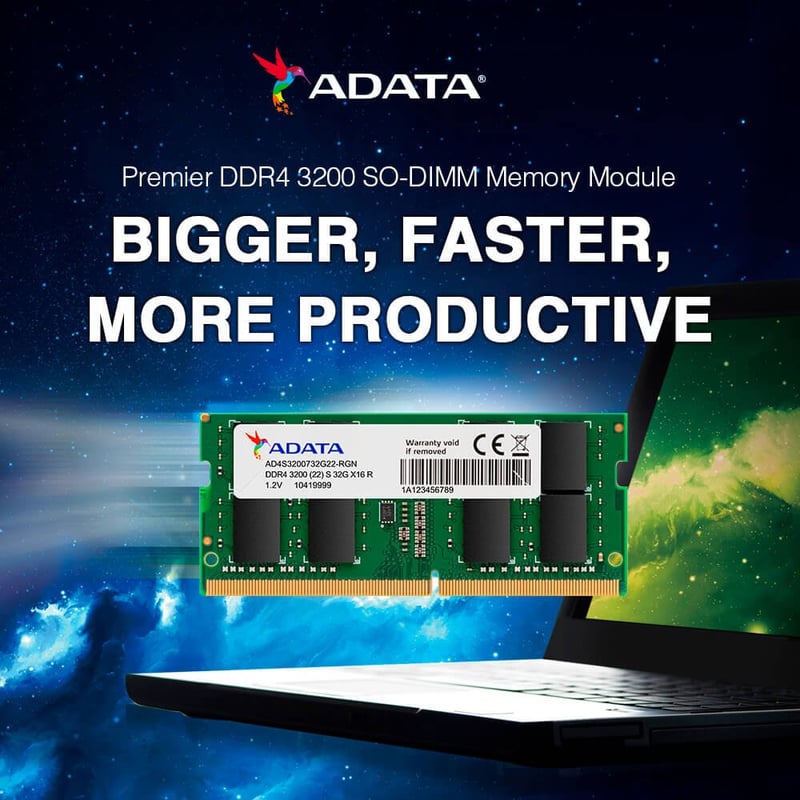 ADATA Premier DDR4 8GB (1x8GB) 3200MHz SO-DIMM Laptop Memory - 3