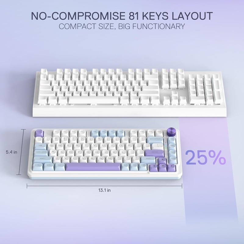 Redragon K673WBP RGB Mechanical Keyboard 75% Gasket Wired/2.4/BT - 5