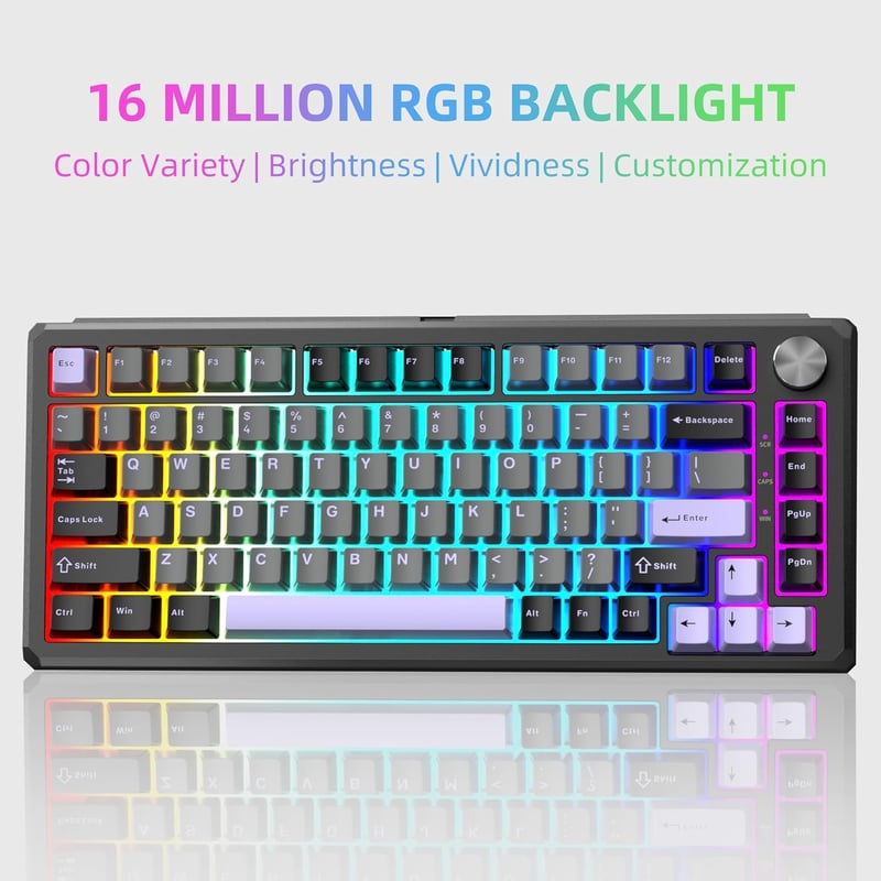 Magegee Captain75 75% Mechanical Keyboard, Purple, Aluminum Case, Blueberry Switch, RGB - 3