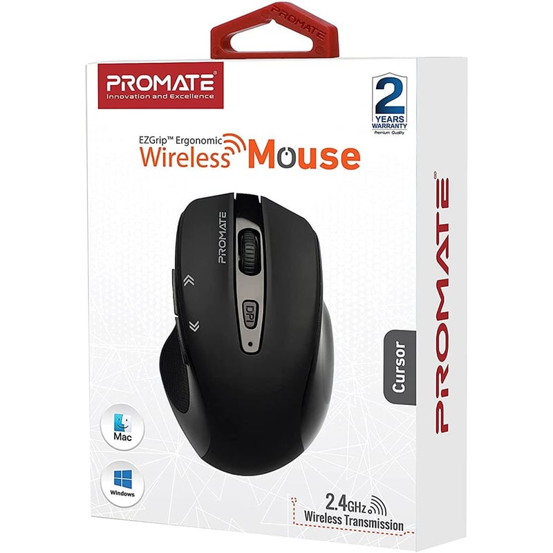 ماوس Promate Cursor EZGrip 1600 DPI لاسلكي أسود - 8