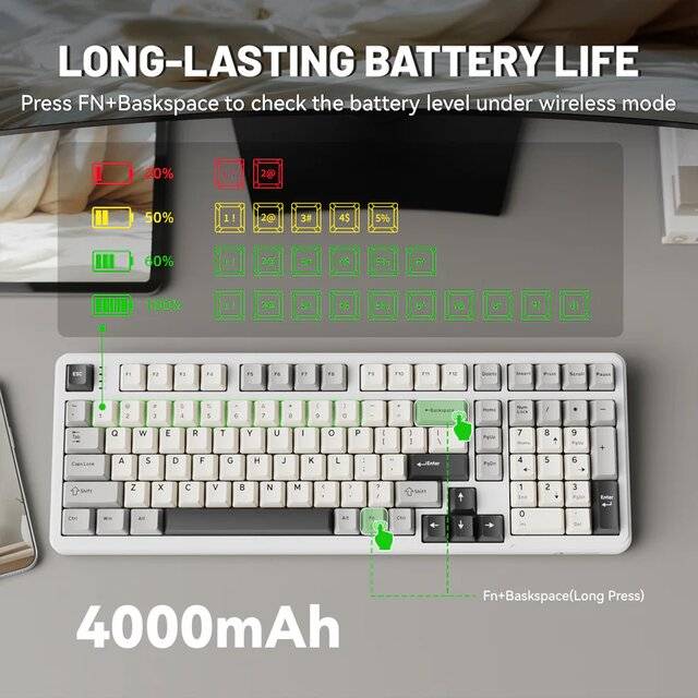 كيبورد Attack Shark X98 Full-Size Mechanical Wireless RGB Starlight White - 3