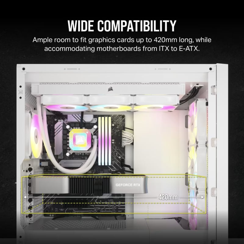 كيس Corsair 5000D Airflow Core Mid-Tower أبيض زجاج مقسى - 5