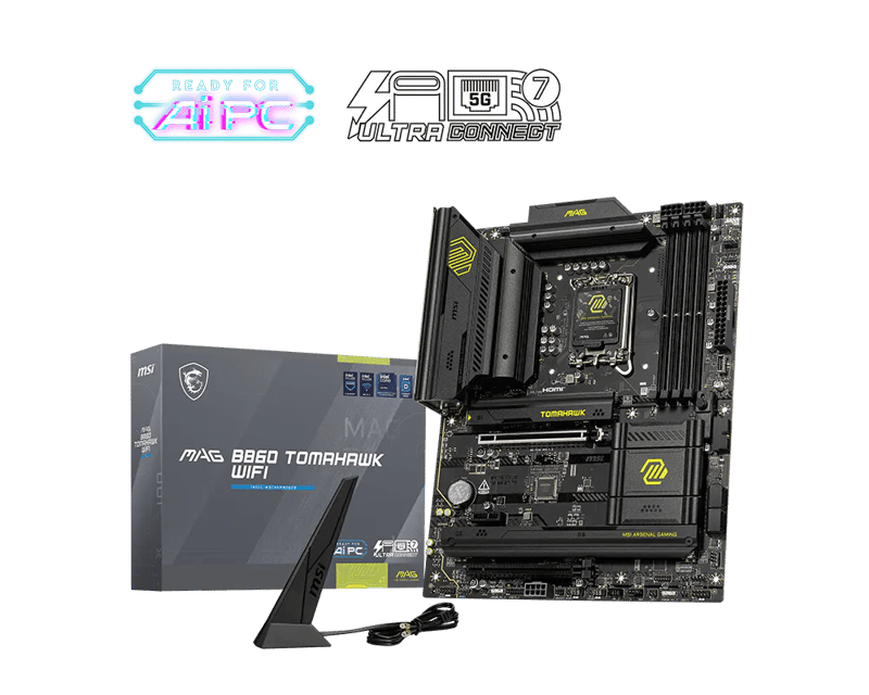 مذربورد إم إس آي MAG B860 Tomahawk WiFi لمعالجات LGA 1851 مقاس ATX مع DDR5 و PCIe 5.0 و Thunderbolt 4 - 1