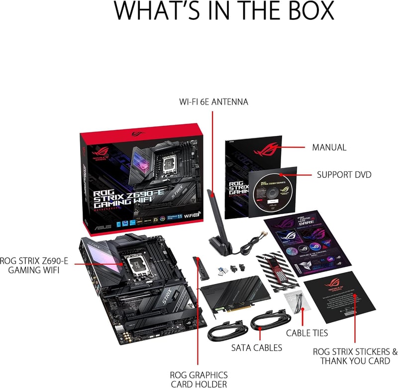 مذربورد أسوس ROG STRIX Z690-E GAMING WIFI لمعالجات LGA 1700 مقاس ATX مع DDR5 و PCIe 5.0 - 7