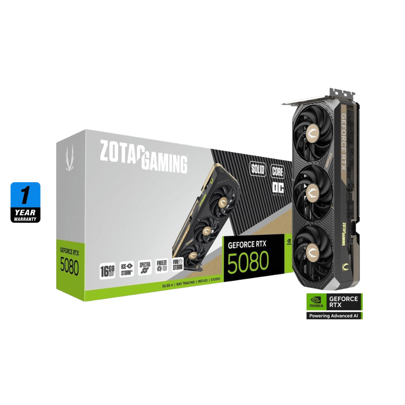 ZOTAC GAMING GeForce RTX 5080 16GB GDDR7 SOLID CORE OC - 9
