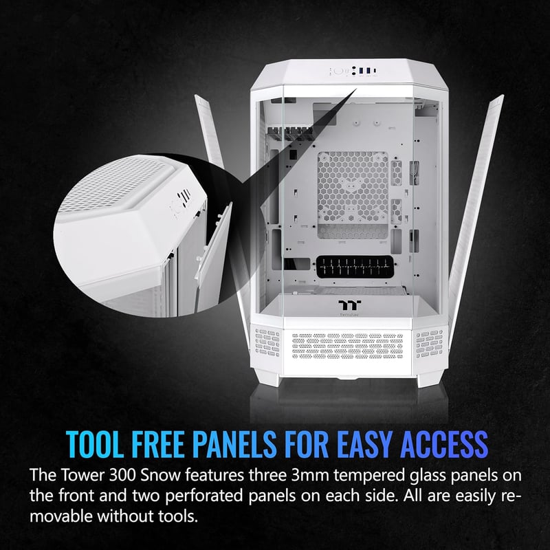 Thermaltake The Tower 300 Micro-ATX Case White Tempered Glass - 10