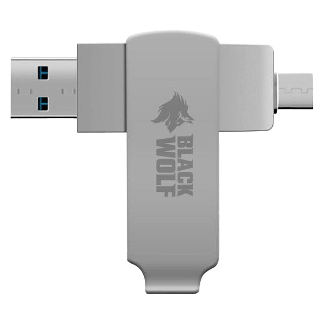 Black Wolf 2-in-1 Flash Drive 128GB USB-C & USB-A 3.2 - 4