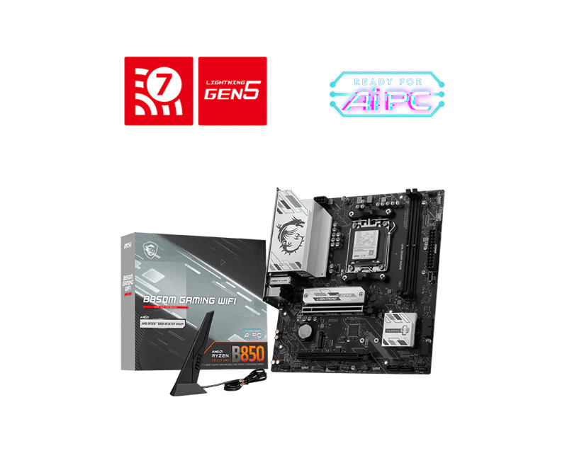 MSI B850M GAMING WIFI AMD AM5 DDR5 Micro-ATX Motherboard - 1