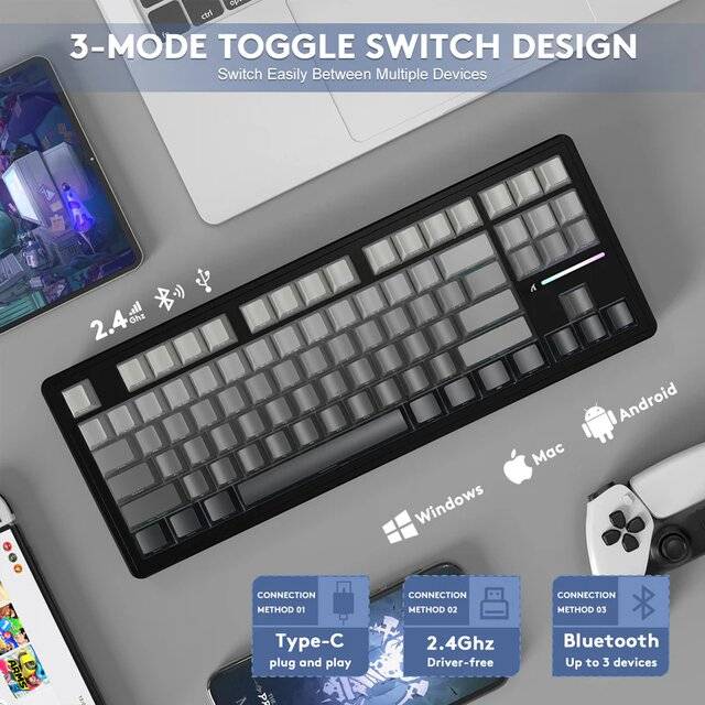 كيبورد Attack Shark M87 Pro V2 TKL 80% Hot-Swappable لاسلكي RGB - 4