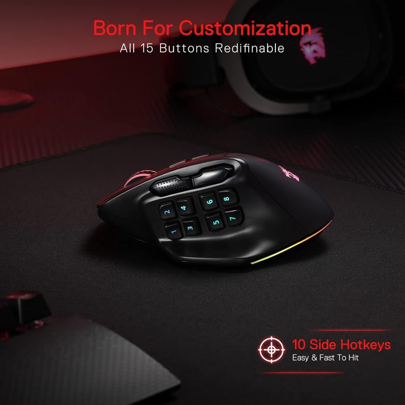 Redragon M811 RGB Gaming Mouse 12400 DPI Wired Black - 4