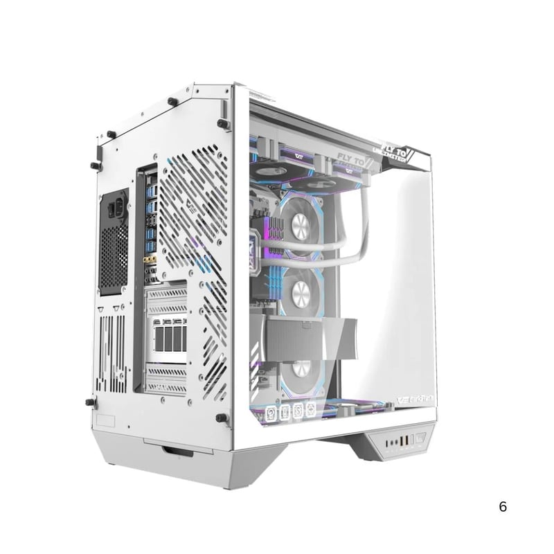 DarkFlash DY470 Mid-Tower ATX Case White Tempered Glass - 4
