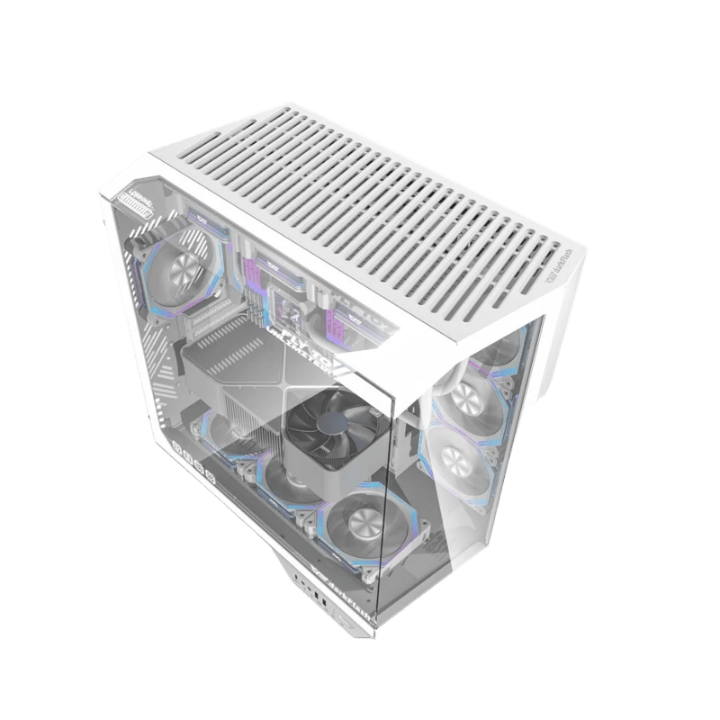 DarkFlash DY470 Mid-Tower ATX Case White Tempered Glass - 9