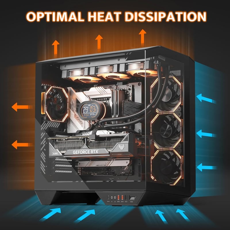 DarkFlash DY470 Mid-Tower ATX Case Black Tempered Glass - 6