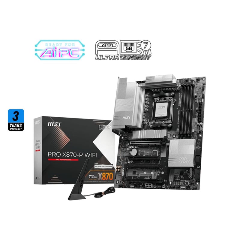 MSI PRO X870-P AMD X870 AM5 ATX Motherboard Silver - 1