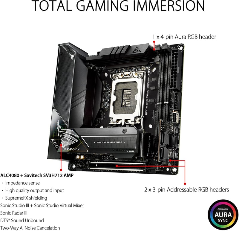 مذربورد أسوس ROG STRIX Z690-I GAMING WIFI لمعالجات LGA 1700 مقاس Mini-ITX مع DDR5 و PCIe 5.0 - 5