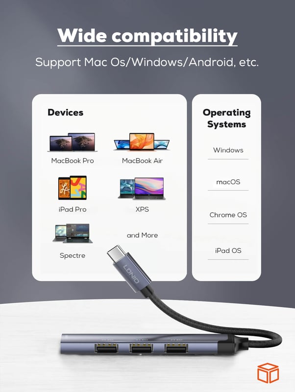 محول USB LDNIO DS-34U 4 في 1 USB-C بـ 1xUSB 3.0 و 3xUSB 2.0 بسرعة 5Gbps - 11