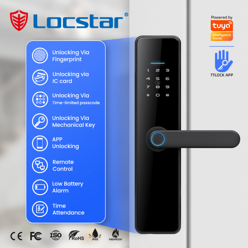 Locstar LS-C91 Smart Door Lock Fingerprint Keypad Tuya App Black - 3