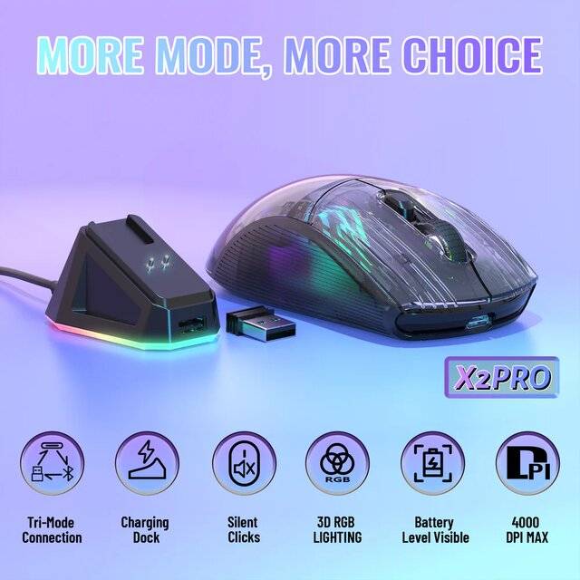 Attack Shark X2 Pro Wireless Gaming Mouse 4000 DPI Black - 2