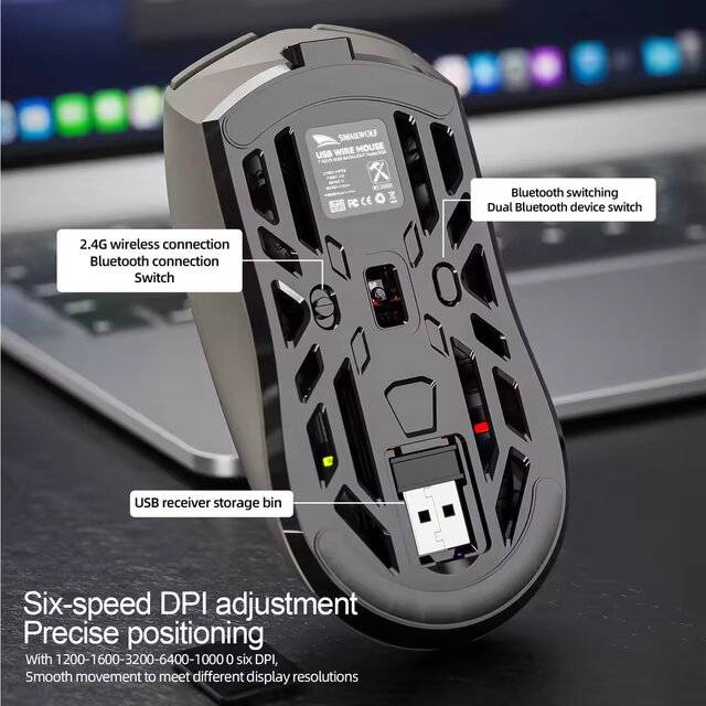 ماوس Smailwolf RS8 12000 DPI Dual-Mode RGB أبيض - 3