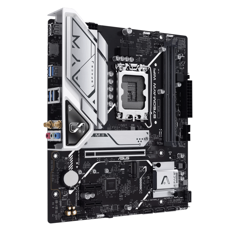 مذربورد أسوس B760M-AYW WIFI لمعالجات LGA 1700 مقاس Micro-ATX مع DDR5 و Wi-Fi 6 - 3