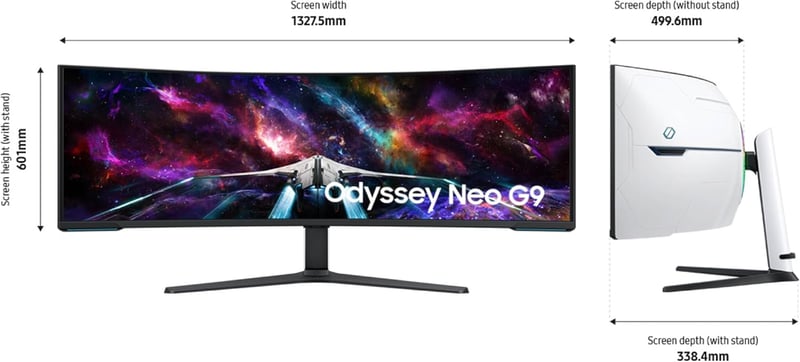 شاشة ألعاب سامسونج أوديسي نيو G9 G95NC منحنية فائقة الاتساع بحجم 57 بوصة (دقة Dual UHD - تقنية Quantum Mini-LED - تردد 240Hz - استجابة 1ms - انحناء 1000R) - 4