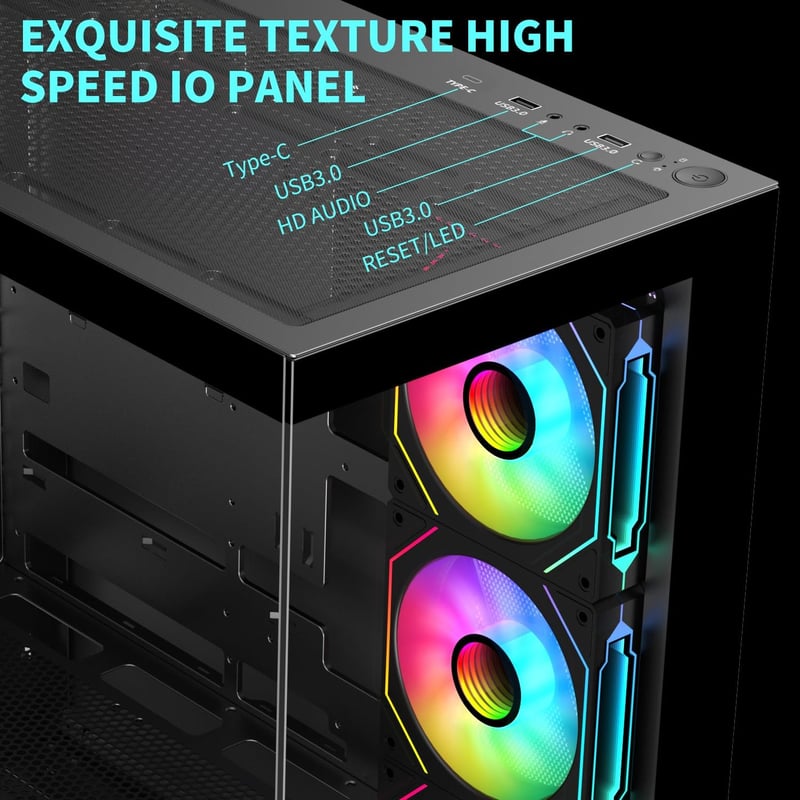 كيس SAMA SV01 Mid-Tower ATX أسود زجاج مقسى - 6