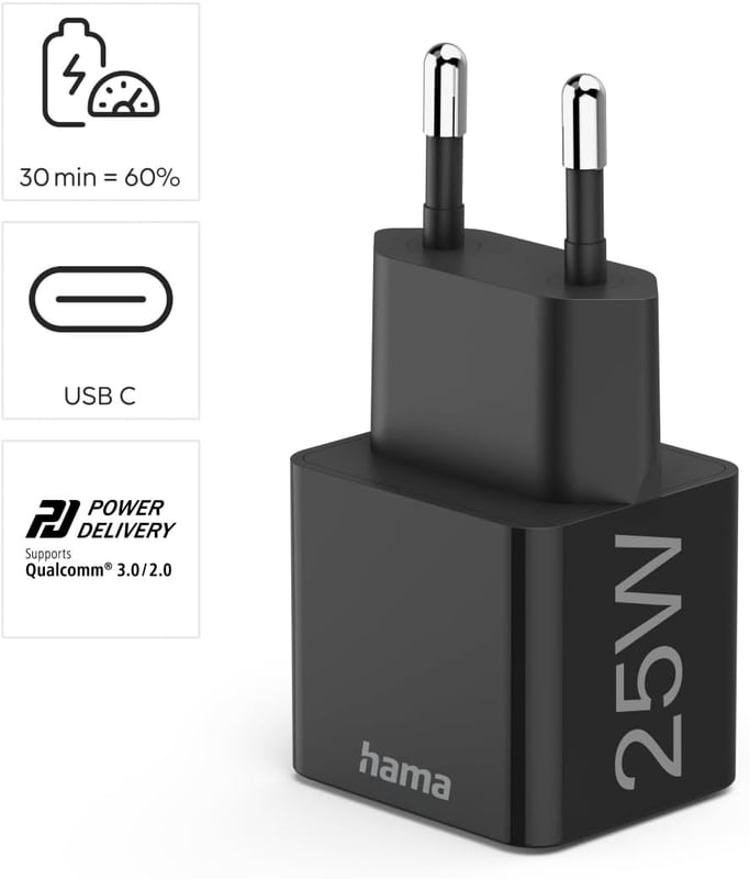 شاحن Hama 25W Power Delivery جداري أبيض - 9