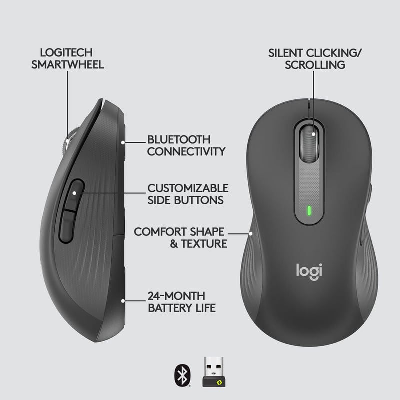 ماوس Logitech Signature M650 L لاسلكي 4000 DPI جرافيت - 7