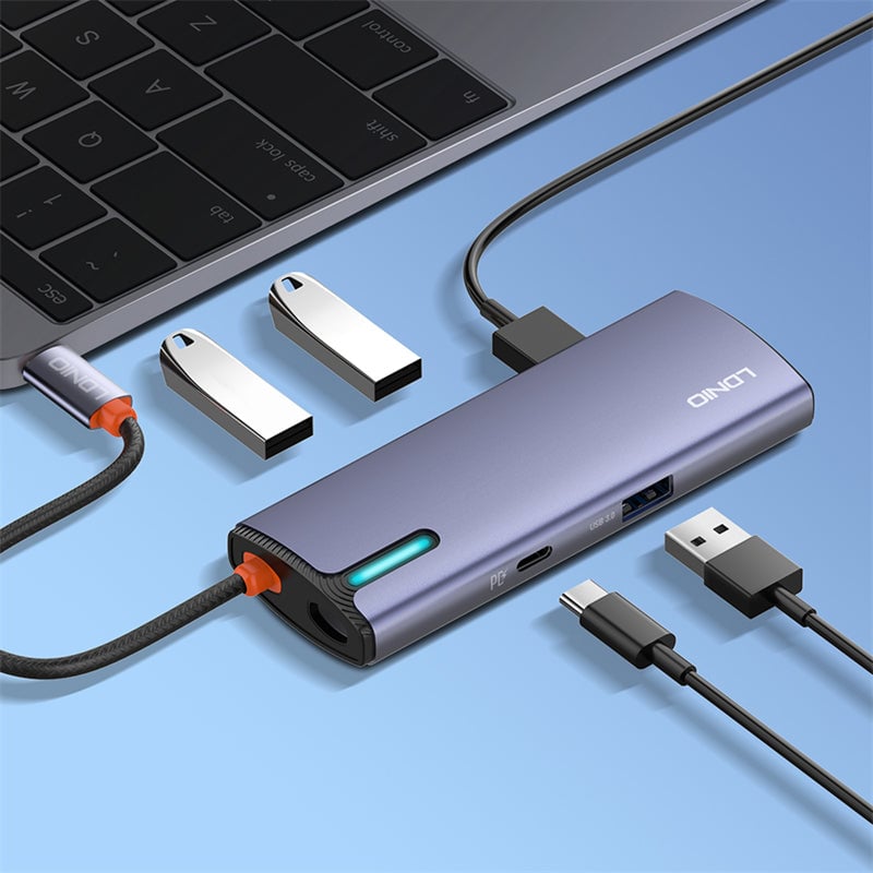 LDNIO DS-15U 5-Port USB 3.0 100W PD USB Hub Gray - 11