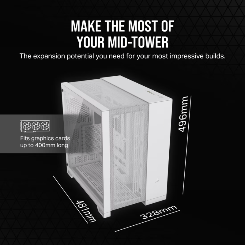 كيس Corsair 6500D Airflow Mid-Tower أبيض زجاج مقسى - 9