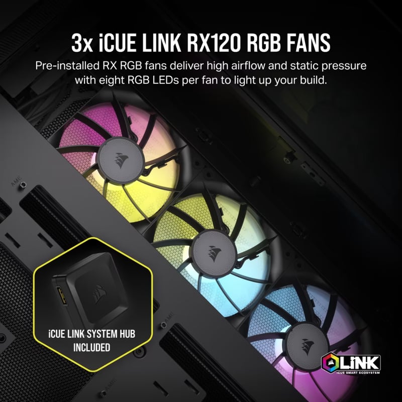 كيس Corsair 6500X Mid-Tower Black Tempered Glass RGB iCUE Link - 3