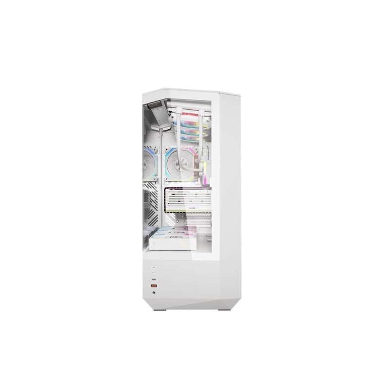 darkFlash DY460 White Dual-Chamber Mid-Tower ATX PC Case (Included 4 ARGB Fans / 3-Sided Panoramic Tempered Glass / Back-Connect Motherboard Support / USB-C 10Gbps) - 5