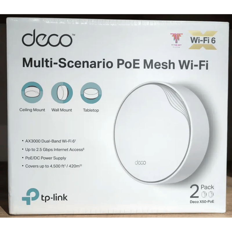 TP-Link Deco X50-PoE AX3000 2-Pack WiFi 6 Dual-Band Mesh System - 3