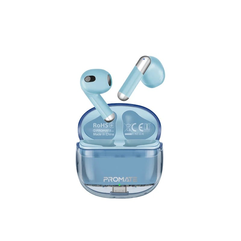 سماعات Promate TransPods TWS بلوتوث 5.3 13mm درايفر 6H أبيض - 9