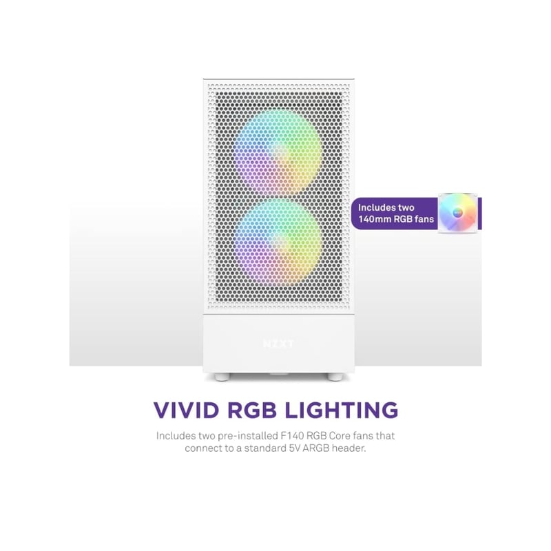 كيس NZXT H5 Flow Mid-Tower أبيض RGB Edition - 7