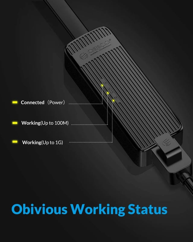 محول Orico UTK-U3 USB 3.0 إلى Gigabit Ethernet أسود - 9