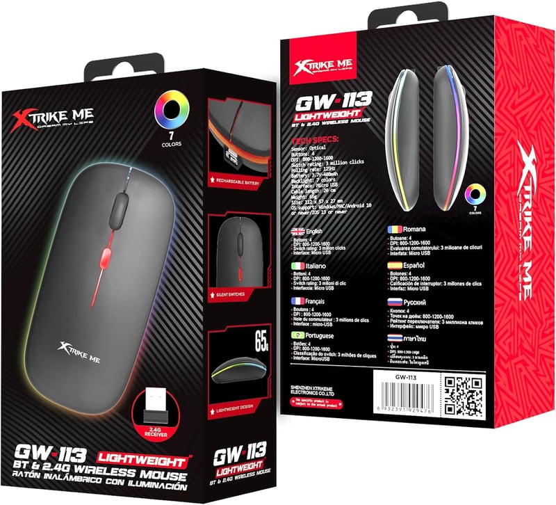 XTRIKE ME GW-113 Wireless Mouse Dual Mode Ergonomic - 8