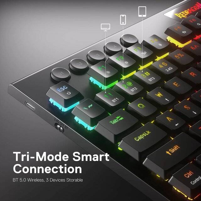 كيبورد Redragon Horus K618 Full-Size Low-Profile Mechanical Wireless RGB - 4